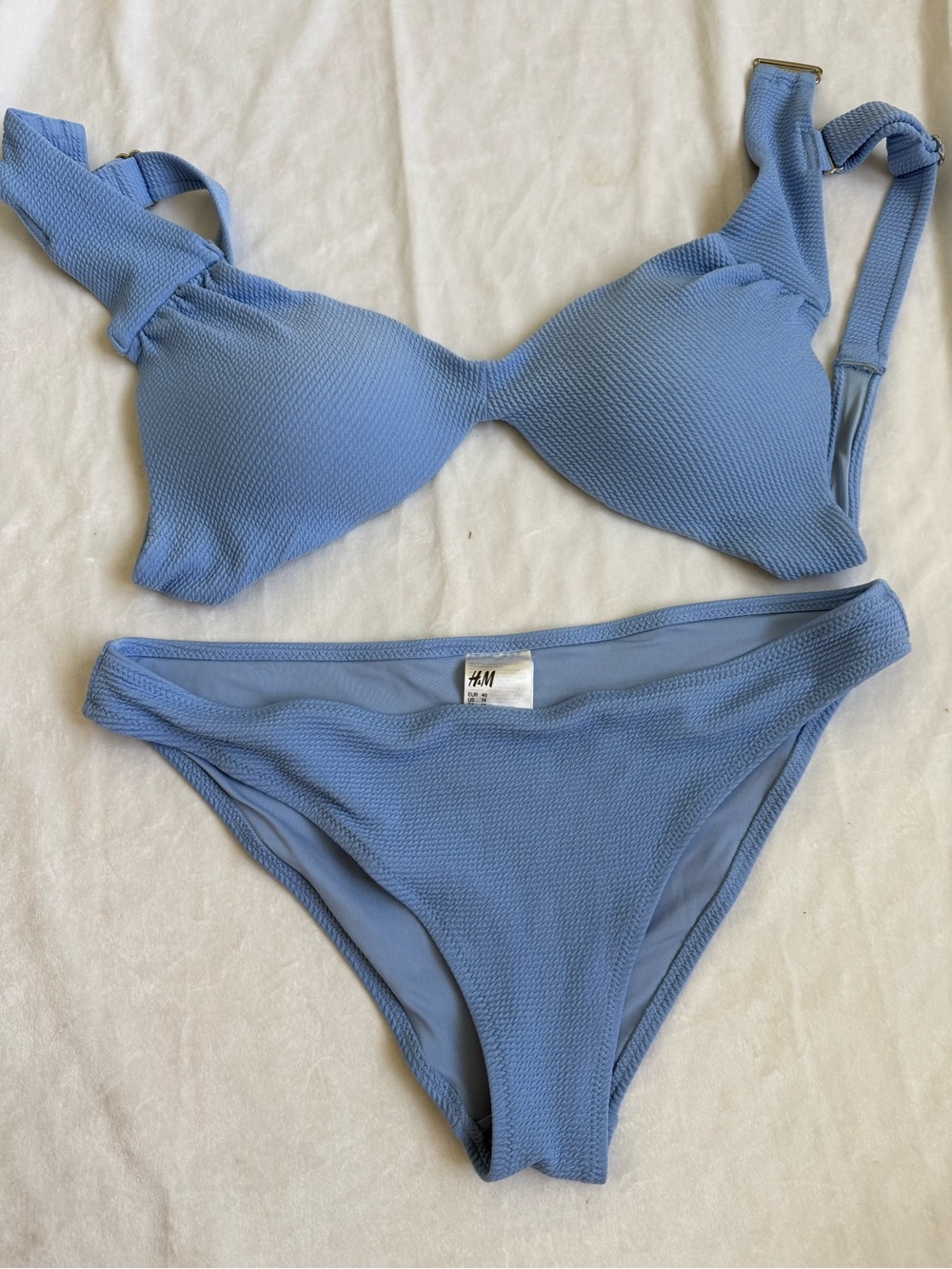 H&M Baby Blue Textured Bikini Top and Bottom
